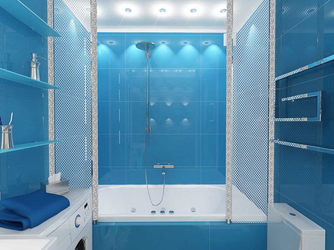 Фото дизайн ванной комнаты в голубом цвете фото
