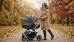 женщина с коляской в парке