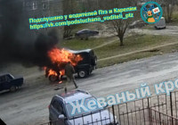 сгоревший УАЗ