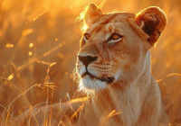 Лев на природе
