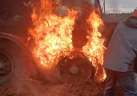 Пожар в грузовике