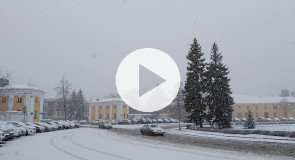 Снегопад в Петрозаводске, площадь Ленина