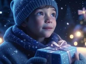 мальчик держит подарок