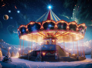 светящаяся карусель на фоне ночного неба