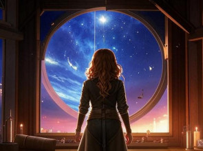 девушка смотрит на звездное небо