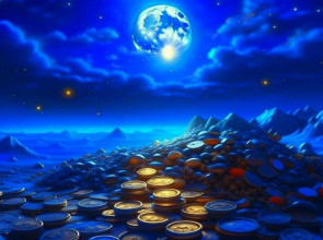 космос, поверхность планеты, усыпанная деньгами