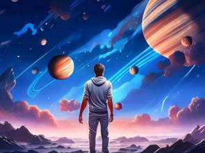 человек на фоне вселенной