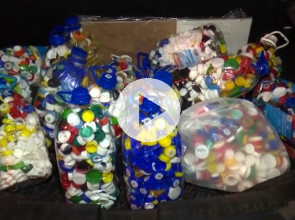 Собирают пластиковые крышки