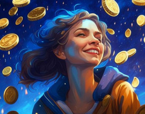 на девушку с неба сыплются деньги