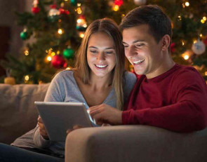 пара с планшетом