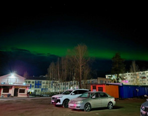 Северное сияние в небе над Суоярви