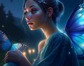 девушка с бабочками