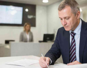 мужчина в банке