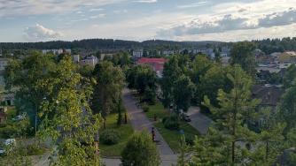 деревья, зелень, тротуары в городе Лахденпохья