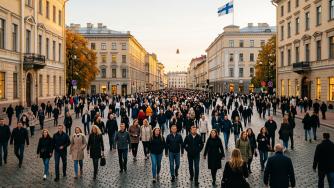 Люди на улице финского города