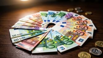 валюта евро монеты и купюры лежат на столе