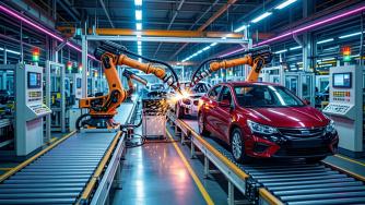 роботы на заводе собирают автомобили