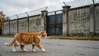 рыжий кот идет в колонию