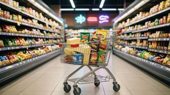 тележка с продуктами в магазине