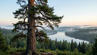 одинокая сосна растет на горе