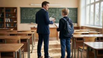 Учитель с учеником в классе