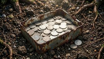монеты в металлической коробке
