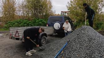 Гайжево ремонтируют дорогу