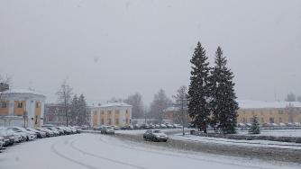 Снегопад в Петрозаводске, площадь Ленина