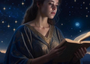 девушка-астролог с книгой