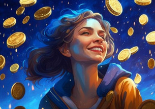 на девушку с неба сыплются деньги