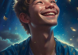 молодой человек радуется деньгам