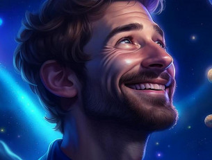 мужчина радуется