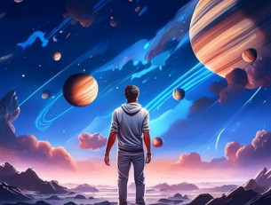 человек на фоне вселенной