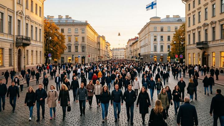 Люди на улице финского города