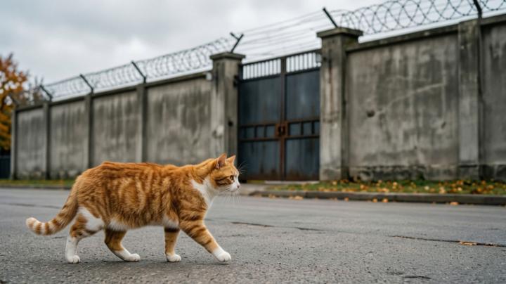 рыжий кот идет в колонию