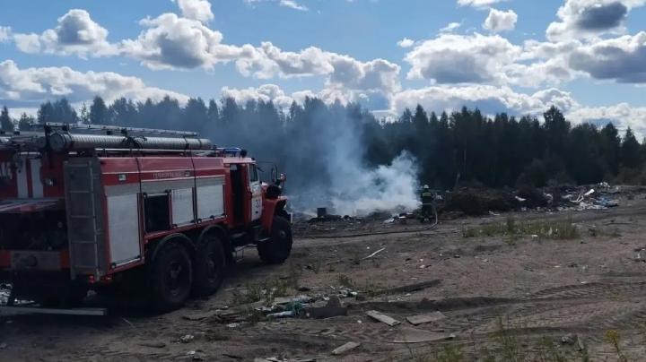 пожарные тушат возгорание в промзоне
