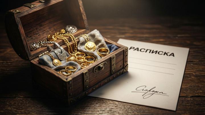 шкатулка с украшениями и расписка