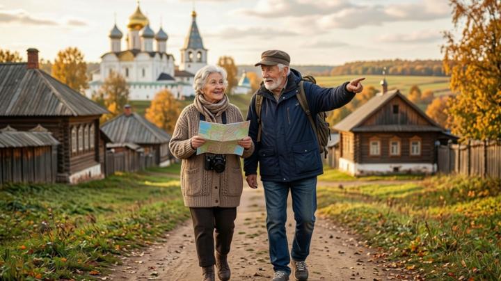 пожилые мужчина и женщина путешествуют