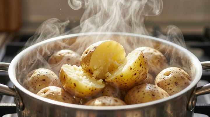 вареный картофель в кастрюле
