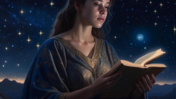 девушка-астролог с книгой