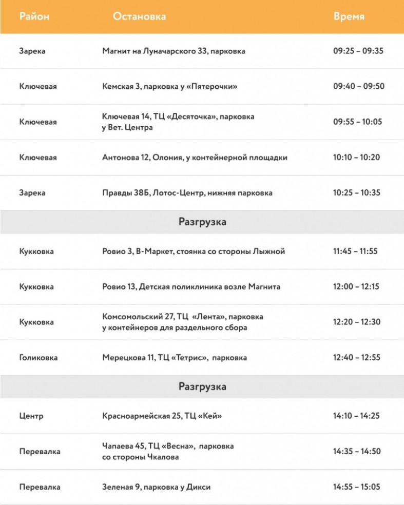 расписание