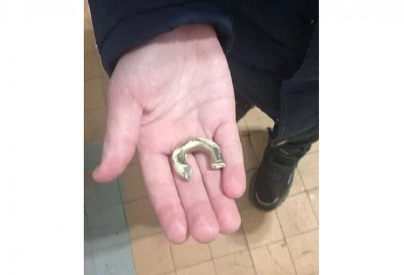 кусок металла в ладошке