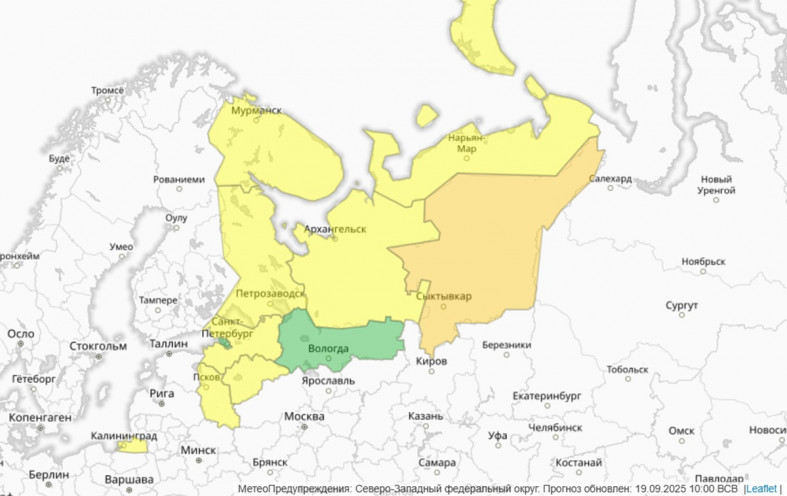 карта предупреждений