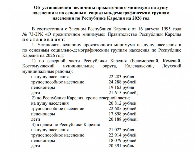 прожиточный минимум документ