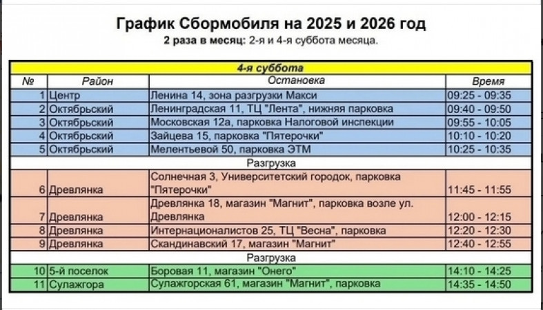 расписание