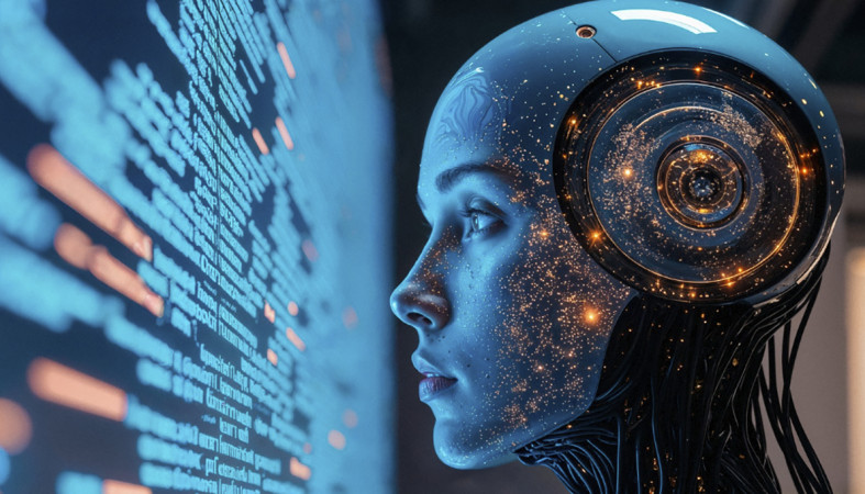 Робот смотрит на экран