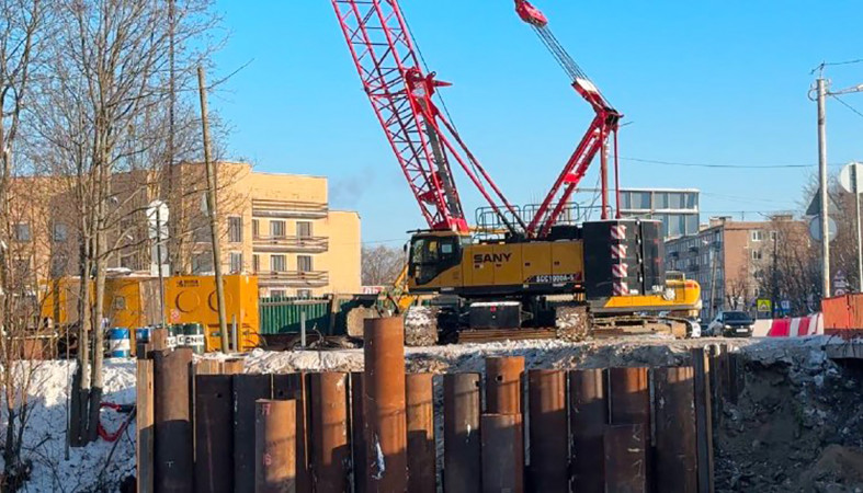 Строительство временного моста в Олонце