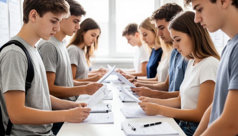 Абитуриенты поступают в вуз.