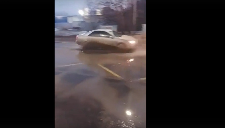 лужа на остановке