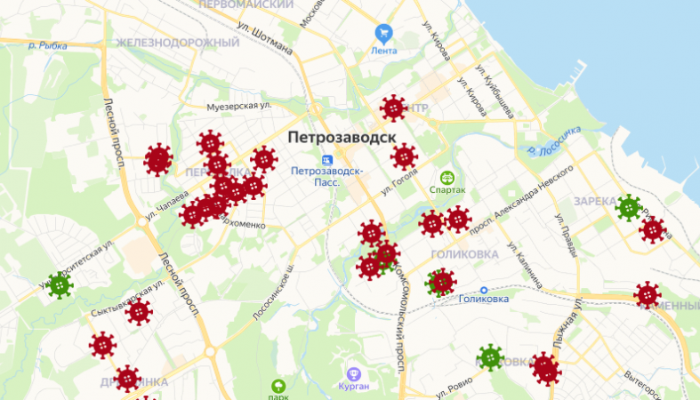 Карта распространения коронавируса в петрозаводске на сегодня